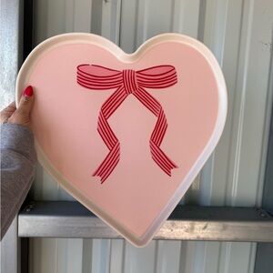 Heart-Shaped Pink Tray with Red Bow